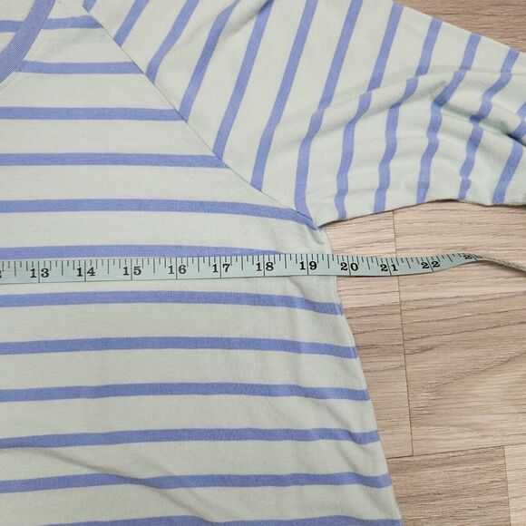 MATILDA JANE Womens Blue Stripe Top 3/4 Sleeve Stretch Shirt Size Medium - Picture 4 of 6